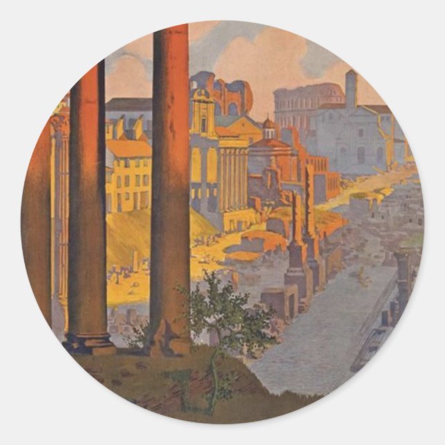 Ancient Rome Travel Ad Painting Classic Round Sticker (Front)