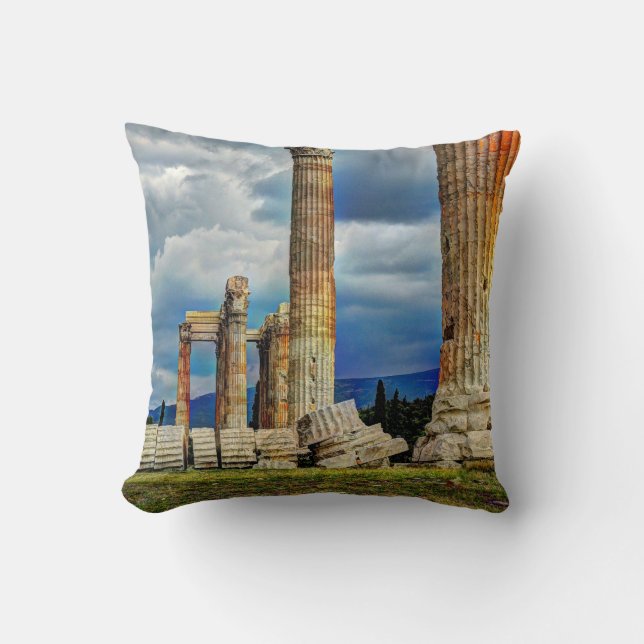 Ancient Ruins in Athens Greece Throw Pillow (Front)