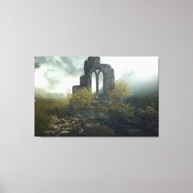 Ancient Ruins in Misty Realm Fantasy Landscape  Canvas Print (Front)