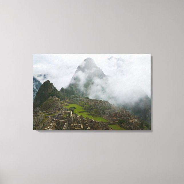 Ancient ruins of Machu Picchu with Andes Canvas Print (Front)