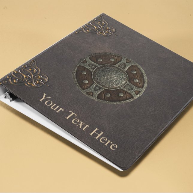 Ancient Rune Viking Distressed Leather Custom Text 3 Ring Binder (Creator Uploaded)