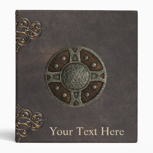 Ancient Rune Viking Distressed Leather Custom Text 3 Ring Binder