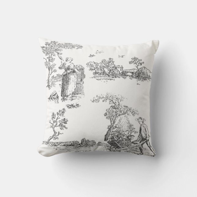 Ancient rural artwork throw pillow (Front)