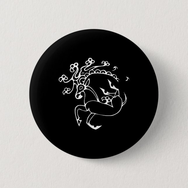 Ancient Russian Ice Maiden Priestess Tattoo  Button (Front)