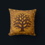 Ancient Rustic Brown & Gold Tree of LIfe by kedoki Throw Pillow<br><div class="desc">Ancient Rustic Brown & Gold Tree of Life by kedoki</div>