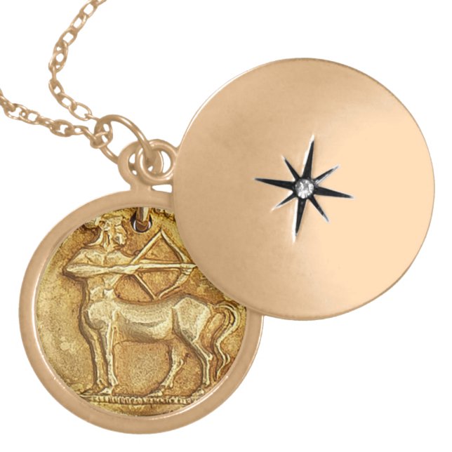 ANCIENT SAGITTARIUS CHARM LOCKET NECKLACE (Front)