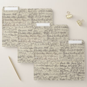 Ancient Script Calligraphy Vintage Print File Folder