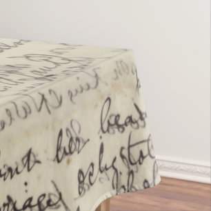 Ancient Script Calligraphy Vintage Print Tablecloth