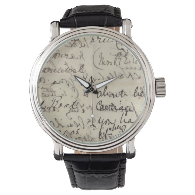 Ancient Script Calligraphy Vintage Print Watch (Front)