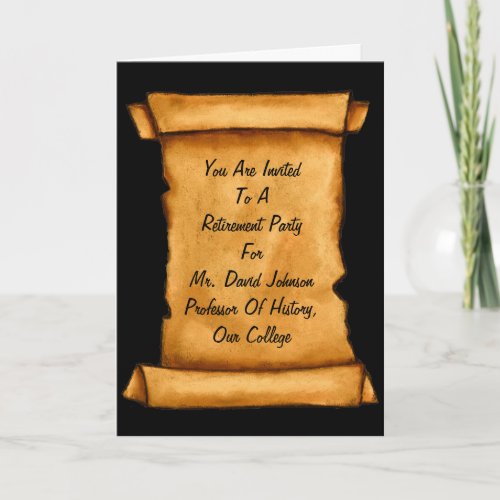 Ancient Scroll Retirement Party History Art Thank You Card