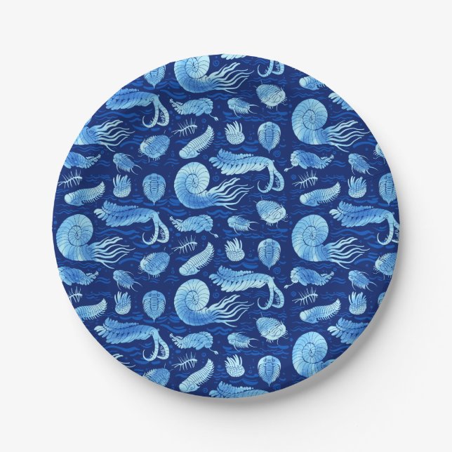 Ancient sea animals: Trilobites, Anomalocaris... Paper Plates (Front)