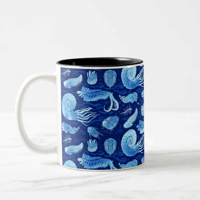 Ancient sea animals: Trilobites, Anomalocaris... Two-Tone Coffee Mug (Left)