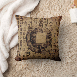 Ancient seal, Well Being, Tea & Tao - China Throw Pillow