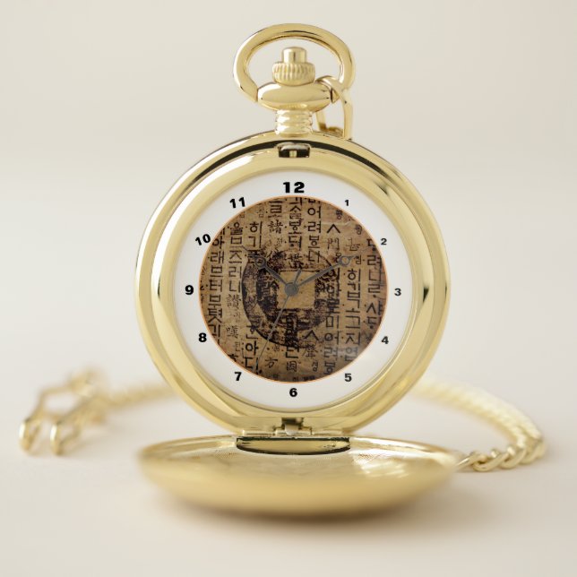 Ancient seal & Well Being, Tea & Tao /Herbal China Pocket Watch (Inside)