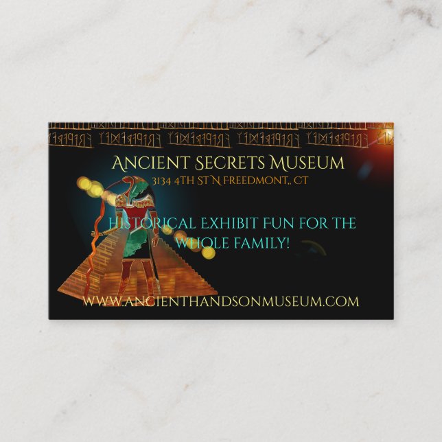 Ancient Secrets THOTH 3D Egyptian Scifi MUSEUM Business Card (Front)