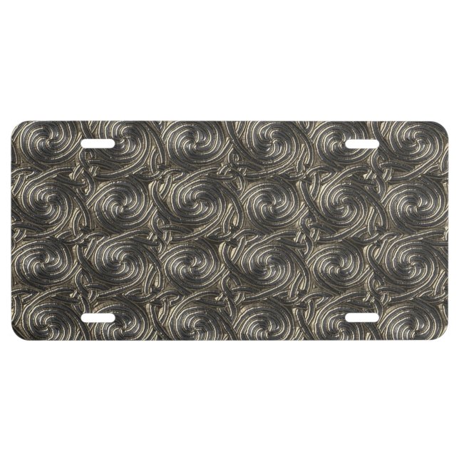 Ancient Silver Celtic Spiral Knots Pattern License Plate (Front)