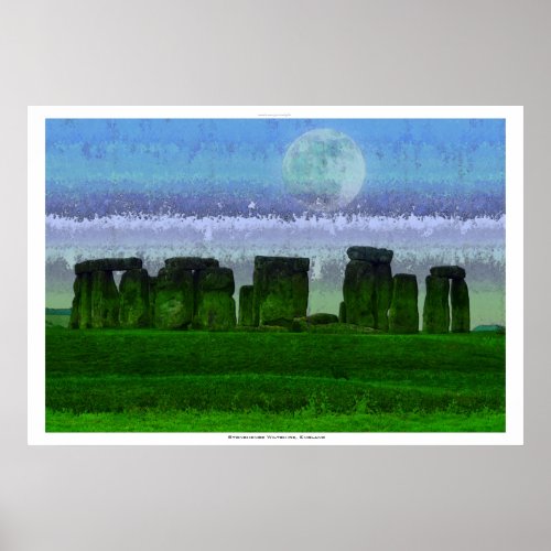 Ancient Site of Stonehenge Standing Stones  Moon Poster