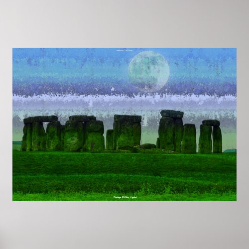 Ancient Site of Stonehenge Standing Stones  Moon Poster