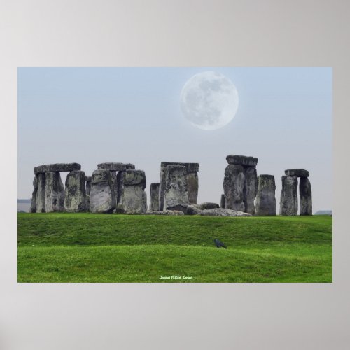 Ancient Site of Stonehenge Standing Stones  Moon Poster