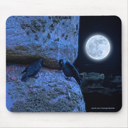Ancient Site of Stonehenge Two Crows  Full Moon Mouse Pad