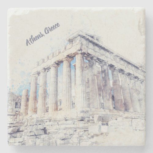 Ancient Sites Parthenon in Athens Greece Stone Coaster