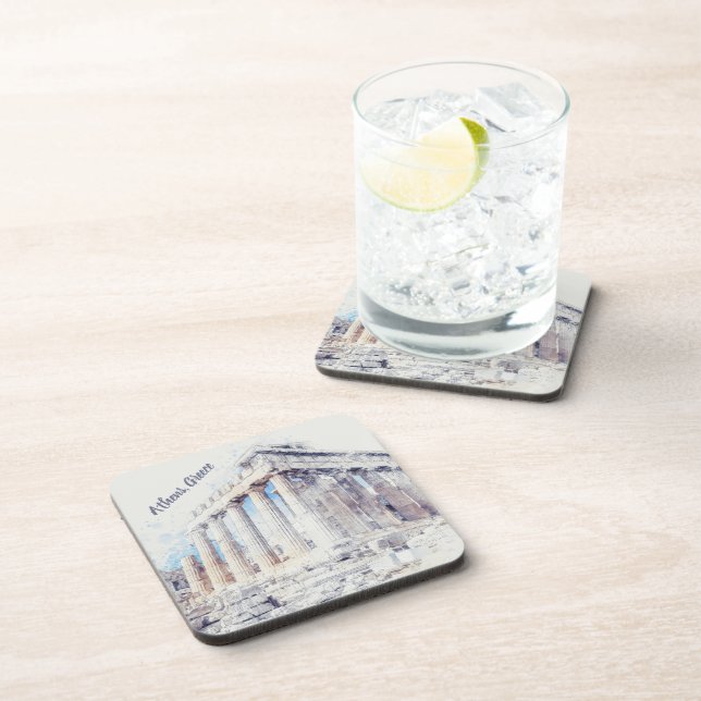 Ancient Sites Parthenon in Athens Greece Travel Beverage Coaster (Right Side)
