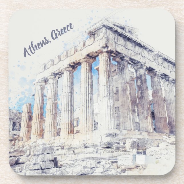 Ancient Sites Parthenon in Athens Greece Travel Beverage Coaster (Front)