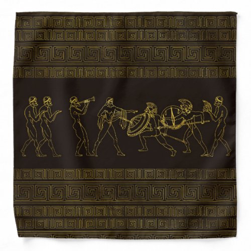 Ancient Sparta  Greece scene on greek pattern Bandana