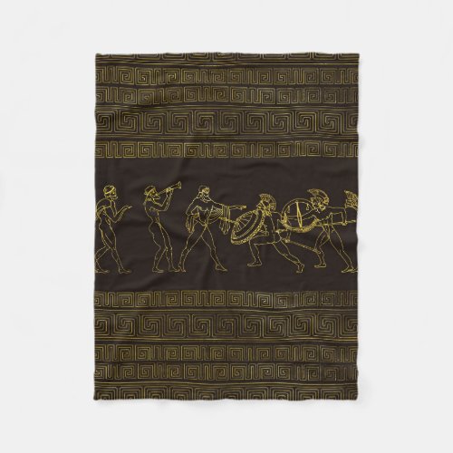 Ancient Sparta  Greece scene on greek pattern Fleece Blanket