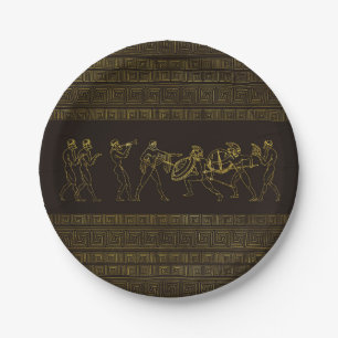 Ancient Sparta Greece scene on greek pattern Paper Plates