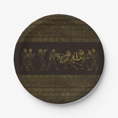 Ancient Sparta  Greece scene on greek pattern Paper Plates