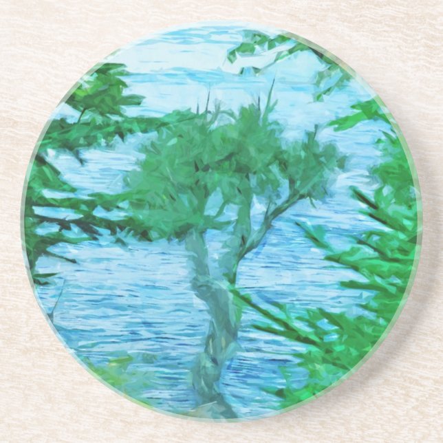 Ancient Spirit Tree in Abstract Drink Coaster (Front)