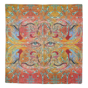 Ancient Star Chart of the Future in Red and Yellow Duvet Cover
