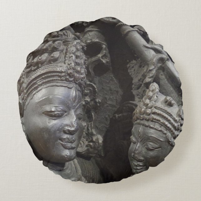 Ancient Statue Round Pillow (Back)