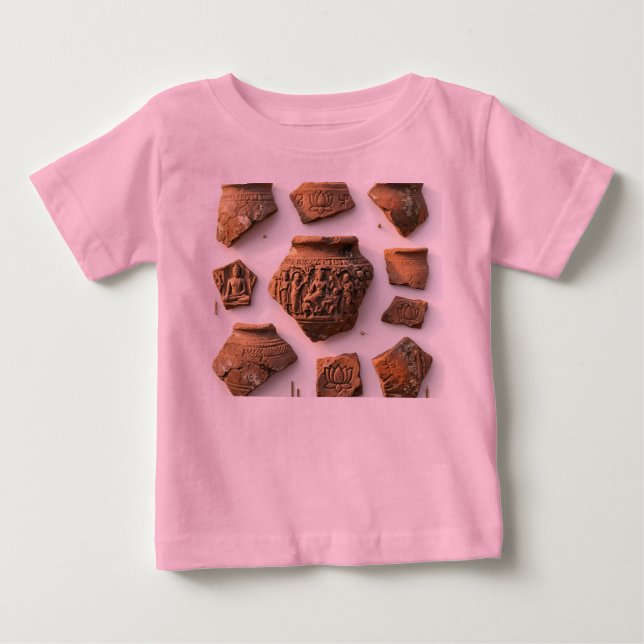Ancient Stone Artifact Pattern Baby Tee (Front)