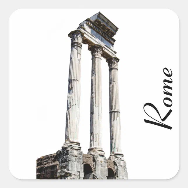 Ancient stone columns square sticker | Zazzle