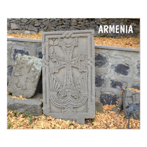 Ancient stone crosses khachkars in Armenia Photo Print