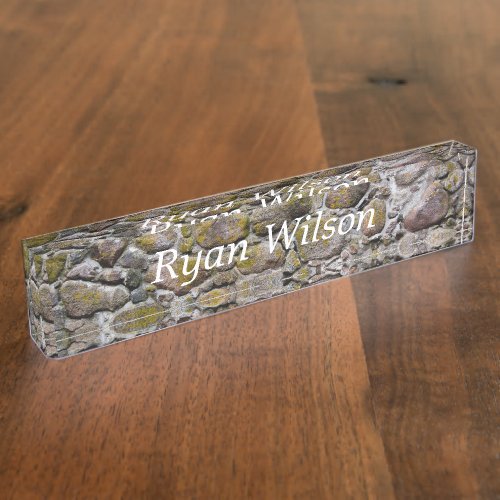 Ancient stone wall desk name plate