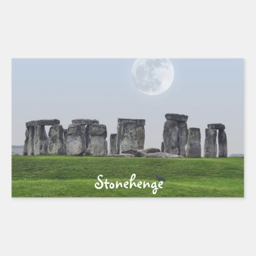 Ancient Stonehenge and Moon Salisbury England Rectangular Sticker