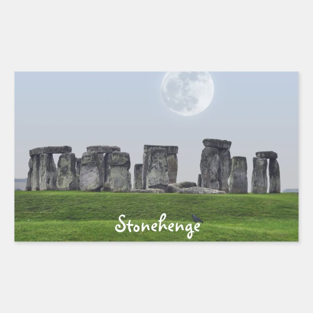 Ancient Stonehenge and Moon Salisbury, England Rectangular Sticker (Front)