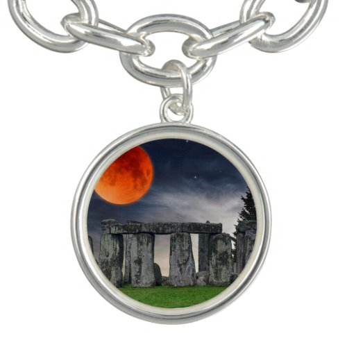 Ancient Stonehenge  Mystical Full Blood Moon Charm Bracelet