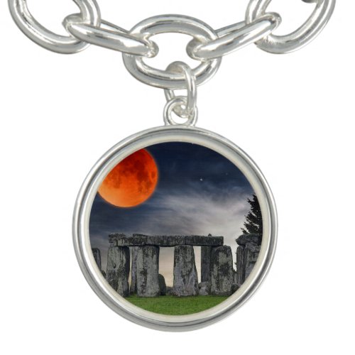 Ancient Stonehenge  Mystical Red Full Moon Bracelet