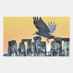 Ancient Stonehenge & Rook Corvid-lover's Gift Rectangular Sticker
