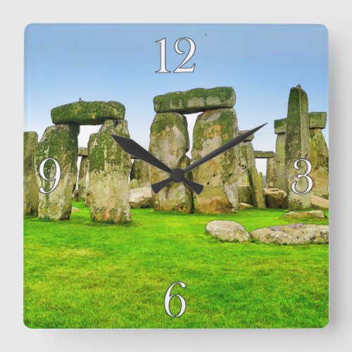 Ancient Stonehenge Standing Stones in Summer Art Square Wall Clock