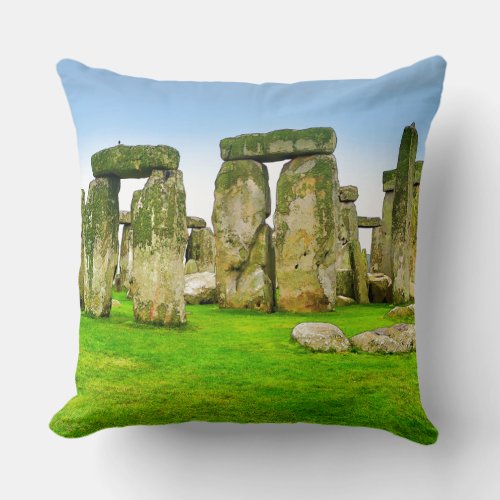 Ancient Stonehenge Standing Stones in Summer Art Throw Pillow