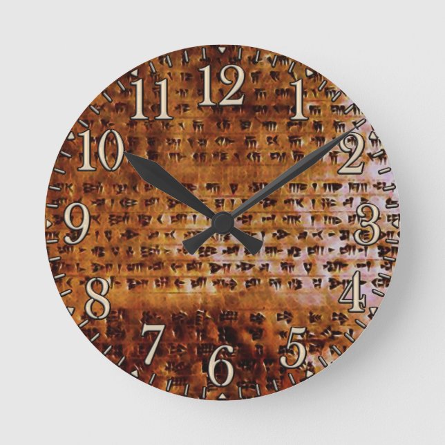 Ancient Sumerian Cuneiform Designer Clock (Front)