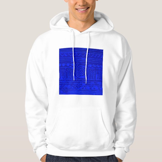Ancient Sumerian Mesopotamian Pattern Blue Hoodie (Front)