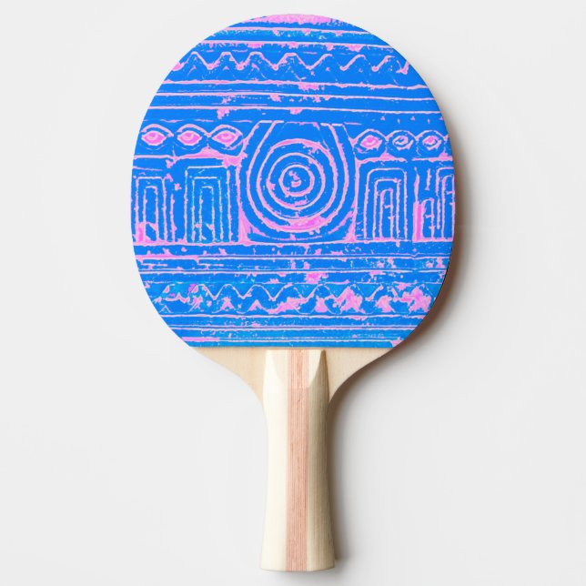 Ancient Sumerian Mesopotamian Pattern Blue Ping Pong Paddle (Front)