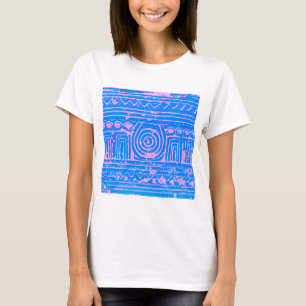 Ancient Sumerian Mesopotamian Pattern Blue T-Shirt
