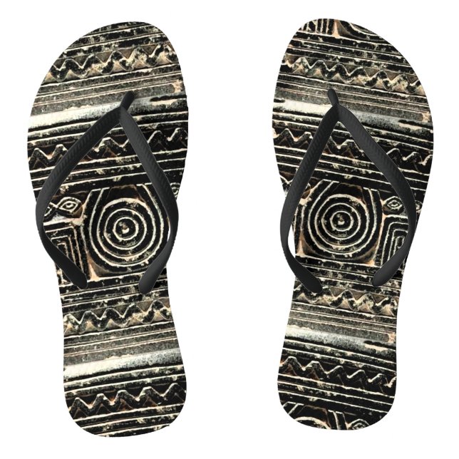 Ancient Sumerian Mesopotamian Pattern Flip Flops (Footbed)